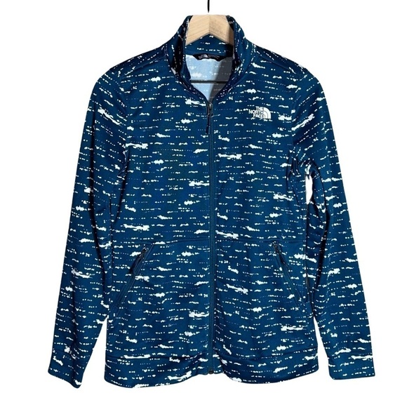 The North Face Speckled Steel Blue Zip Up Lightweight Jacket - Size M - Picture 1 of 6